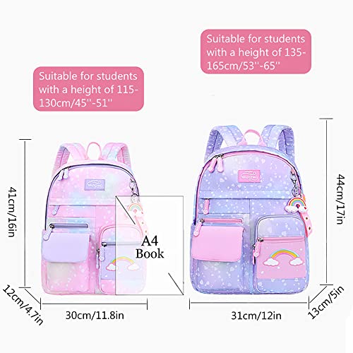 Kaxich School Backpack for Girls Large Capacity Bookbag Starry Sky Rucksack Bag Children Daypack for Teen Girl