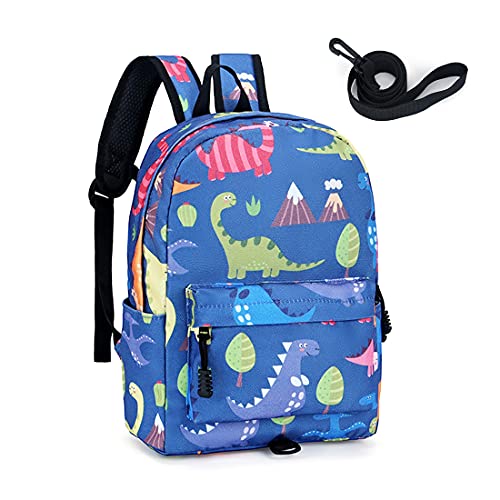 LESNIC Kids Dinosaur Backpack School Bags Boys Toddler Rucksack Kindergarten Canvas Daypack Children Dragon Schoolbag with Safety Anti-Lost Strap