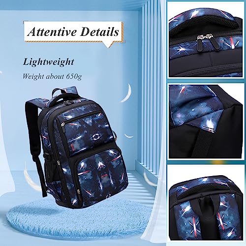Galaxy School-Bag Backpack and Lunch-Bag Set for Boys Middle-School Elementary Rucksack