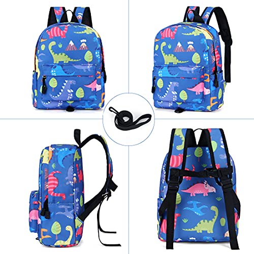 LESNIC Kids Dinosaur Backpack School Bags Boys Toddler Rucksack Kindergarten Canvas Daypack Children Dragon Schoolbag with Safety Anti-Lost Strap