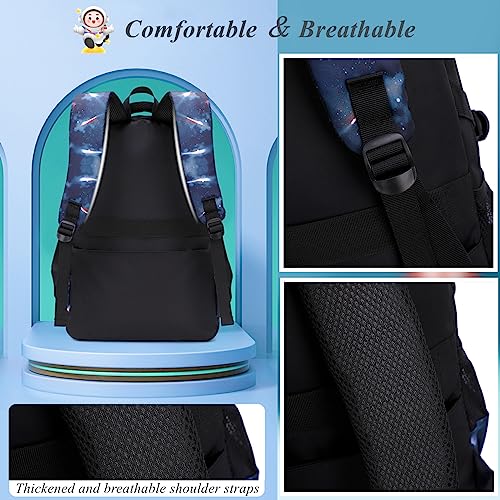 Galaxy School-Bag Backpack and Lunch-Bag Set for Boys Middle-School Elementary Rucksack