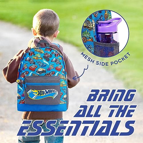 Hot Wheels School Bag, Official Kids Backpack With Cars Print, Large Blue Rucksack For School Sports Travel, Back To School Supplies For Children, Gifts For Boys Girls Teenagers