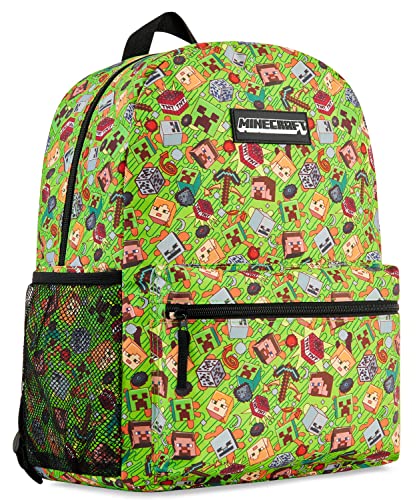Minecraft School Bag Boys and Girls, Kids Backpack (Green)