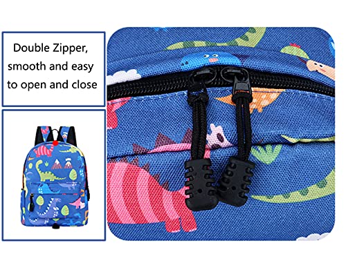 LESNIC Kids Dinosaur Backpack School Bags Boys Toddler Rucksack Kindergarten Canvas Daypack Children Dragon Schoolbag with Safety Anti-Lost Strap