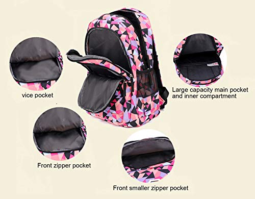 SellerFun Girl Geometric Printed Primary Junior High University School Bag Bookbag Backpack(2# Blue,19L)