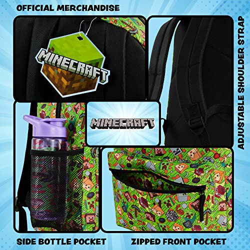 Minecraft School Bag Boys and Girls, Kids Backpack (Green)