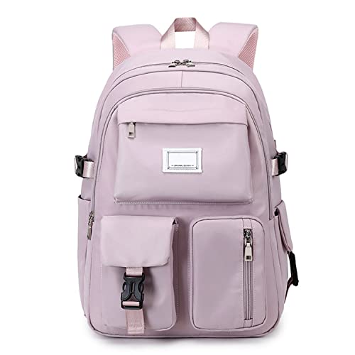 ROVOZAR School Backpacks, Leisure Travel Schoolbags, Girls Backpacks Large Capacity Junior High Students Multi-pocket Waterproof Schoolbags Children Teen (Light Purple), M
