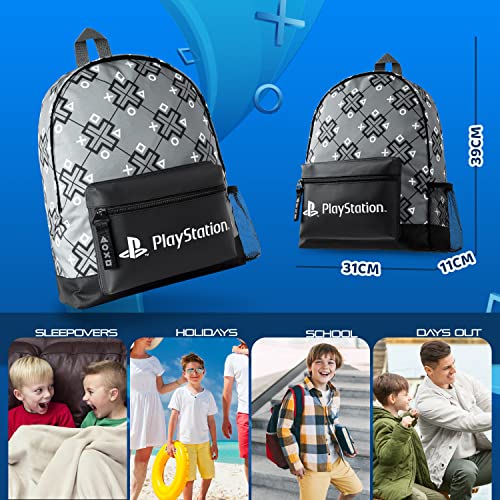 PlayStation Backpack Gaming School Bag for Kids and Teens, Grey, One Size