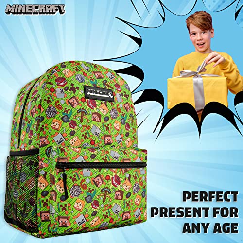 Minecraft School Bag Boys and Girls, Kids Backpack (Green)