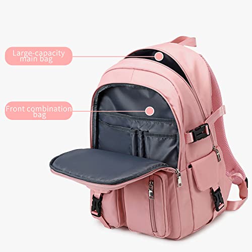 ROVOZAR School Backpacks, Leisure Travel Schoolbags, Girls Backpacks Large Capacity Junior High Students Multi-pocket Waterproof Schoolbags Children Teen (Light Purple), M