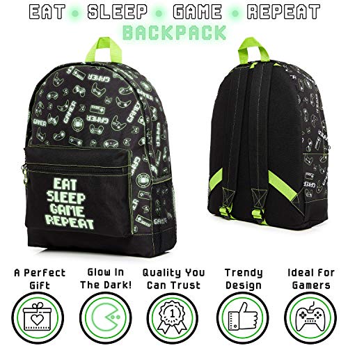 CityComfort School Bag for Boys and Teenagers, Camouflage and Gaming Backpack, Childrens Rucksack for School Travel Swimming and Sports with Games Emoji, Gamers Gifts for Kids (Black Gamer)…