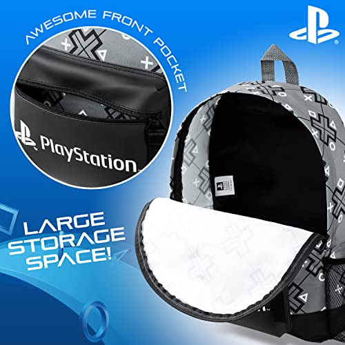 PlayStation Backpack Gaming School Bag for Kids and Teens, Grey, One Size