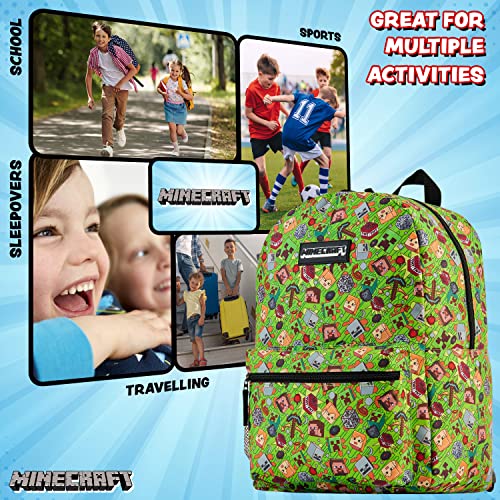 Minecraft School Bag Boys and Girls, Kids Backpack (Green)