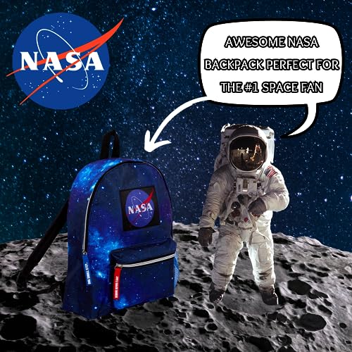 Official Nasa Backpack for Kids and Adults Space Stars Galaxy Space Bag for Work College School Travel, Blue, One Size