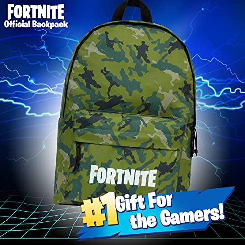 Fortnite Kids Backpack Gaming Stuff Large Rucksack Creeper School Bag Boys Girls Teenagers Sports Travel Holiday Official Merchandise Gaming Gifts for Boys (Camo Green)