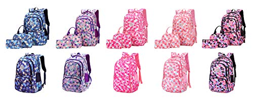 SellerFun Girl Geometric Printed Primary Junior High University School Bag Bookbag Backpack(2# Blue,19L)