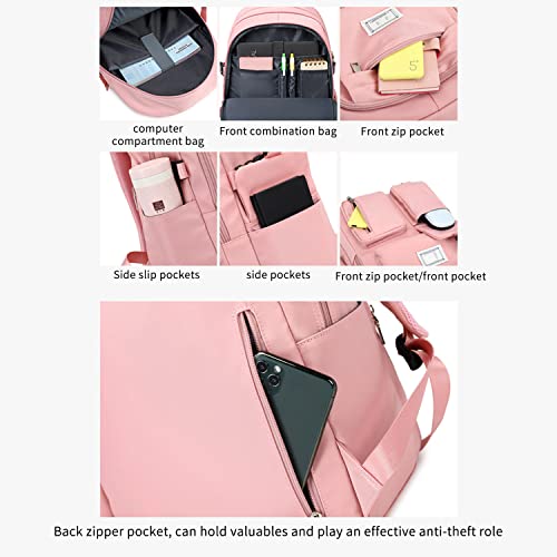 ROVOZAR School Backpacks, Leisure Travel Schoolbags, Girls Backpacks Large Capacity Junior High Students Multi-pocket Waterproof Schoolbags Children Teen (Light Purple), M