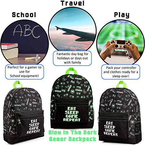 CityComfort School Bag for Boys and Teenagers, Camouflage and Gaming Backpack, Childrens Rucksack for School Travel Swimming and Sports with Games Emoji, Gamers Gifts for Kids (Black Gamer)…