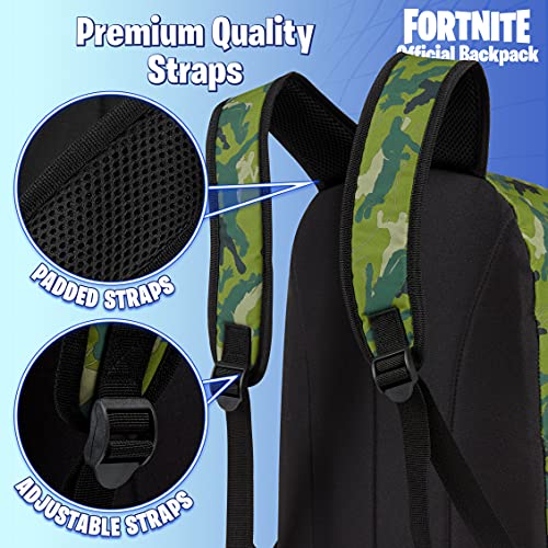 Fortnite Kids Backpack Gaming Stuff Large Rucksack Creeper School Bag Boys Girls Teenagers Sports Travel Holiday Official Merchandise Gaming Gifts for Boys (Camo Green)