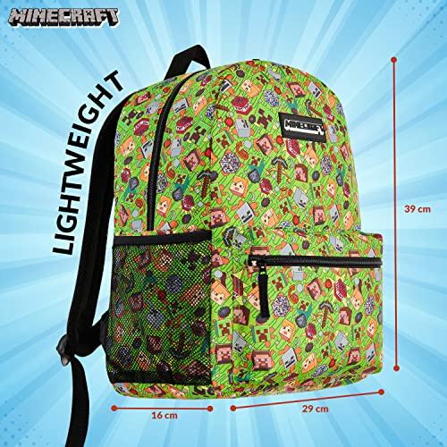 Minecraft School Bag Boys and Girls, Kids Backpack (Green)