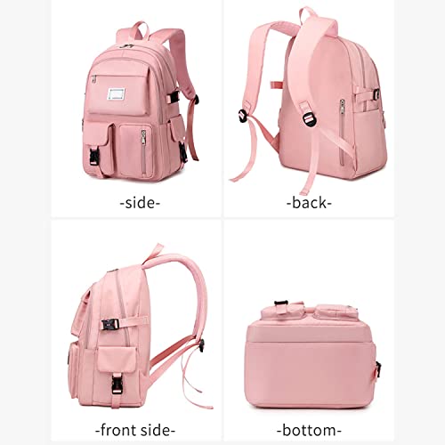 ROVOZAR School Backpacks, Leisure Travel Schoolbags, Girls Backpacks Large Capacity Junior High Students Multi-pocket Waterproof Schoolbags Children Teen (Light Purple), M