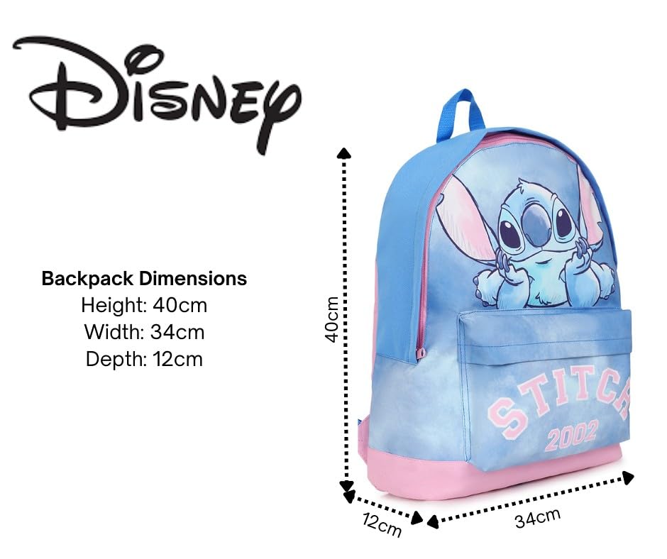 Disney Lilo and Stitch Girls Backpack, Kids Schoolbag, Rucksack Blue