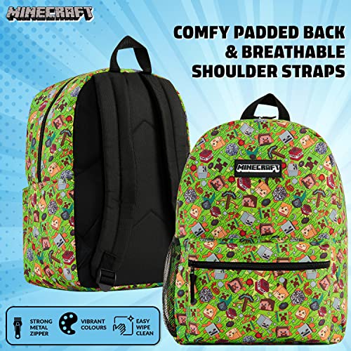 Minecraft School Bag Boys and Girls, Kids Backpack (Green)