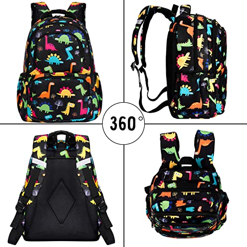 Unineovo Black Backpack for School Kids Elementary Middle School Backpack Bookbag,Girls Lightweight Schoolbag with Lunch Box Pencil Case for Kids Back to School Gifts