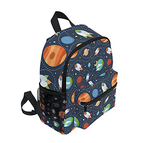 Mnsruu Kids Backpack Travel Rucksack Space Pattern Schoolbag for Preschool Boys Girls