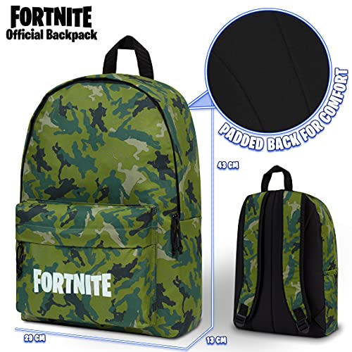 Fortnite Kids Backpack Gaming Stuff Large Rucksack Creeper School Bag Boys Girls Teenagers Sports Travel Holiday Official Merchandise Gaming Gifts for Boys (Camo Green)