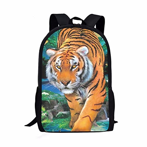 KUIFORTI Kids School Bookbags with 3D Animal Tiger Printed Schoolbags Large Capacity Backpack Boys Girls Animal Casual Daypack Outdoor Sport Rucksack