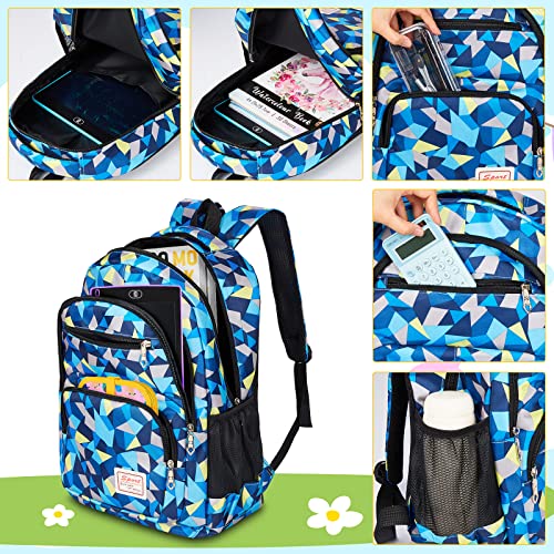 Howala School Bags for Girls Backpack Sets Boys 3 IN 1 Large Waterproof Bag Kids Lightweight Travel Rucksack with Lunch Bag and Pencil Case Primary Middle Schoolbag for Teen Youth Students, Blue
