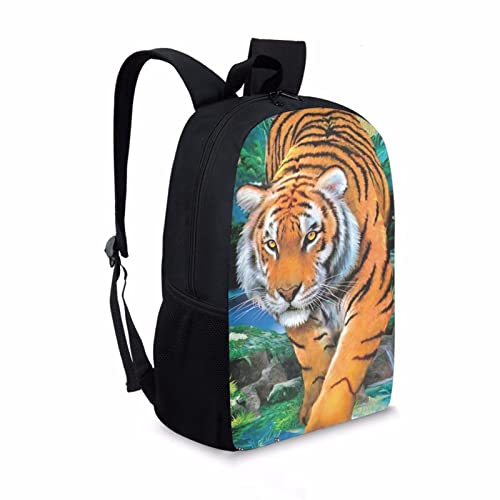 KUIFORTI Kids School Bookbags with 3D Animal Tiger Printed Schoolbags Large Capacity Backpack Boys Girls Animal Casual Daypack Outdoor Sport Rucksack