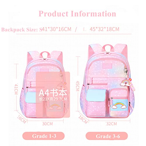 VIDOSCLA Coloful Girls School Backpack BookBags for Teens Pink-S