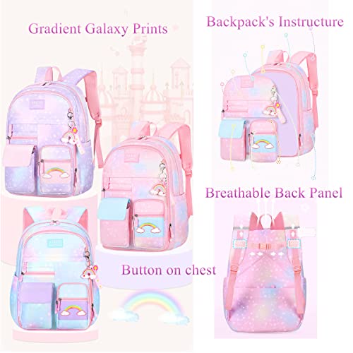 VIDOSCLA Coloful Girls School Backpack BookBags for Teens Pink-S