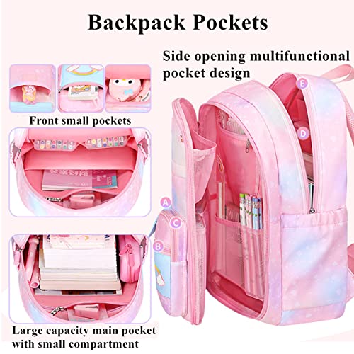 VIDOSCLA Coloful Girls School Backpack BookBags for Teens Pink-S