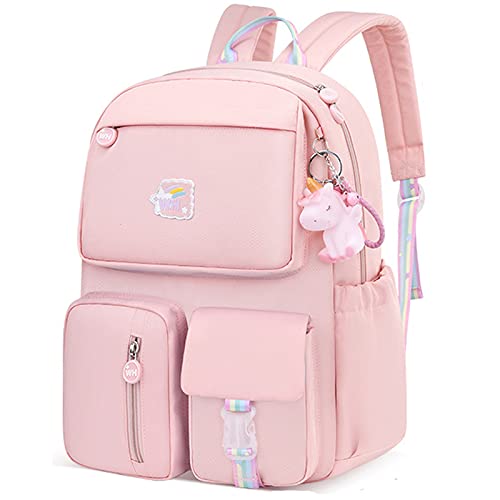 ZLLOO Rainbow Preschool Backpack Waterproof School Backpack Little Kid Book Bag for Teens Girls Gift (Pink) 41*30*12cm