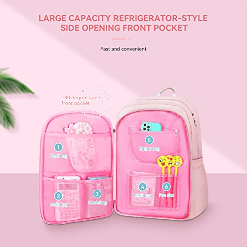ZLLOO Rainbow Preschool Backpack Waterproof School Backpack Little Kid Book Bag for Teens Girls Gift (Pink) 41*30*12cm