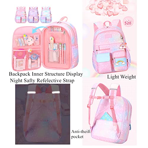 VIDOSCLA Coloful Girls School Backpack BookBags for Teens Pink-S