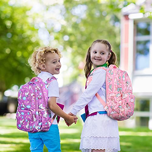 SAMIT School Bag School Backpack for Girl Kid Backpack Unicorn Backpack Rucksack Books Bag with Lunch Bag and Pencil Case for Elementary(3 in 1 Backpack Set)