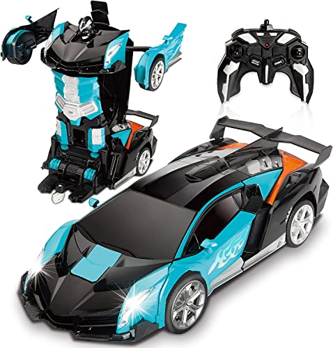 lewinner Remote Control Car,Transform Robot RC Cars for Kids,2.4Ghz 1:18 Scale Deformation Robot Toy Cars with One-Button Deformation 360°Drifting,Transformer RC Cars Robot Toys for 6 Year Old Boys
