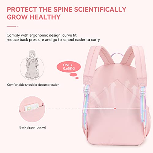 ZLLOO Rainbow Preschool Backpack Waterproof School Backpack Little Kid Book Bag for Teens Girls Gift (Pink) 41*30*12cm