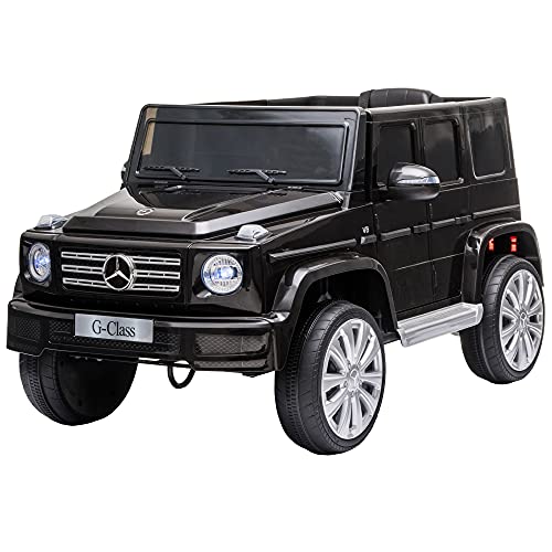 HOMCOM Compatible 12V Battery-powered 2 Motors Kids Electric Ride On Car Mercedes Benz G500 Toy with Parental Remote Control Music Lights MP3 Suspension Wheels for 3-8 Years Old Black