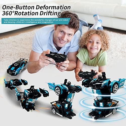 lewinner Remote Control Car,Transform Robot RC Cars for Kids,2.4Ghz 1:18 Scale Deformation Robot Toy Cars with One-Button Deformation 360°Drifting,Transformer RC Cars Robot Toys for 6 Year Old Boys
