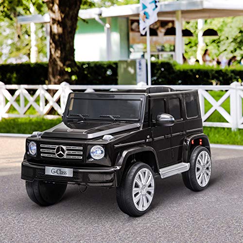 HOMCOM Compatible 12V Battery-powered 2 Motors Kids Electric Ride On Car Mercedes Benz G500 Toy with Parental Remote Control Music Lights MP3 Suspension Wheels for 3-8 Years Old Black