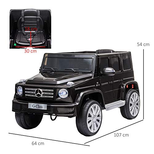 HOMCOM Compatible 12V Battery-powered 2 Motors Kids Electric Ride On Car Mercedes Benz G500 Toy with Parental Remote Control Music Lights MP3 Suspension Wheels for 3-8 Years Old Black