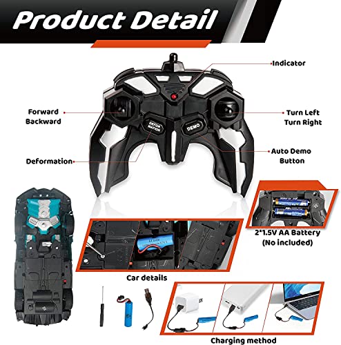 lewinner Remote Control Car,Transform Robot RC Cars for Kids,2.4Ghz 1:18 Scale Deformation Robot Toy Cars with One-Button Deformation 360°Drifting,Transformer RC Cars Robot Toys for 6 Year Old Boys