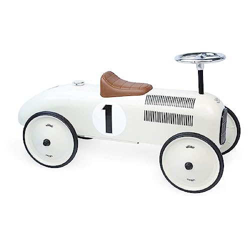 Vilac Vintage Metal Ride-On Car For Children, 2 Years+, 76 x 38 x 40 cm, Off White