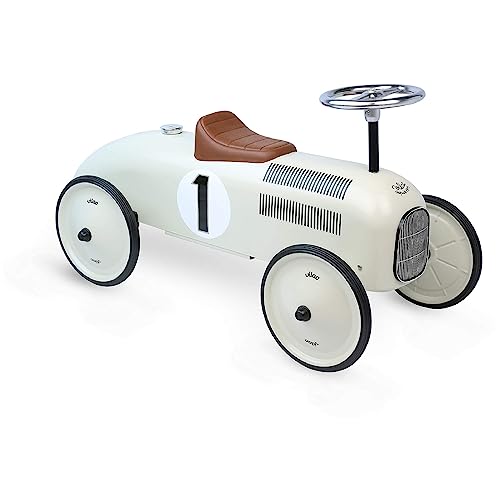 Vilac Vintage Metal Ride-On Car For Children, 2 Years+, 76 x 38 x 40 cm, Off White