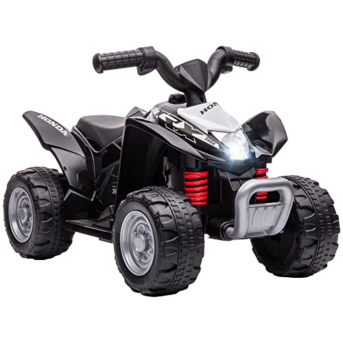 HOMCOM AIYAPLAY Honda Licensed Kids Quad Bike, 6V Electric Ride on Car ATV Toy with LED Light Horn for 1.5-3 Years, Black